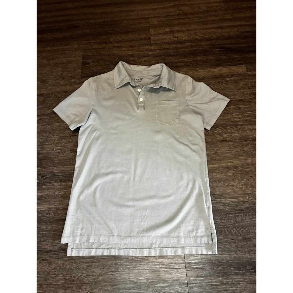 Cherokee Solid Grey Collar Shirt Front Pocket Youth Large